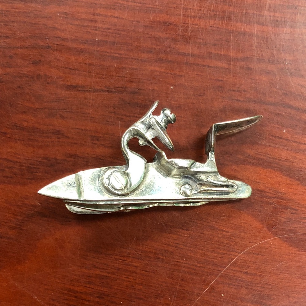 Sterling Silver Flintlock Tie Bar Clip